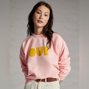 Clare V. Oui Pink Graphic Sweatshirt Size Medium NEW